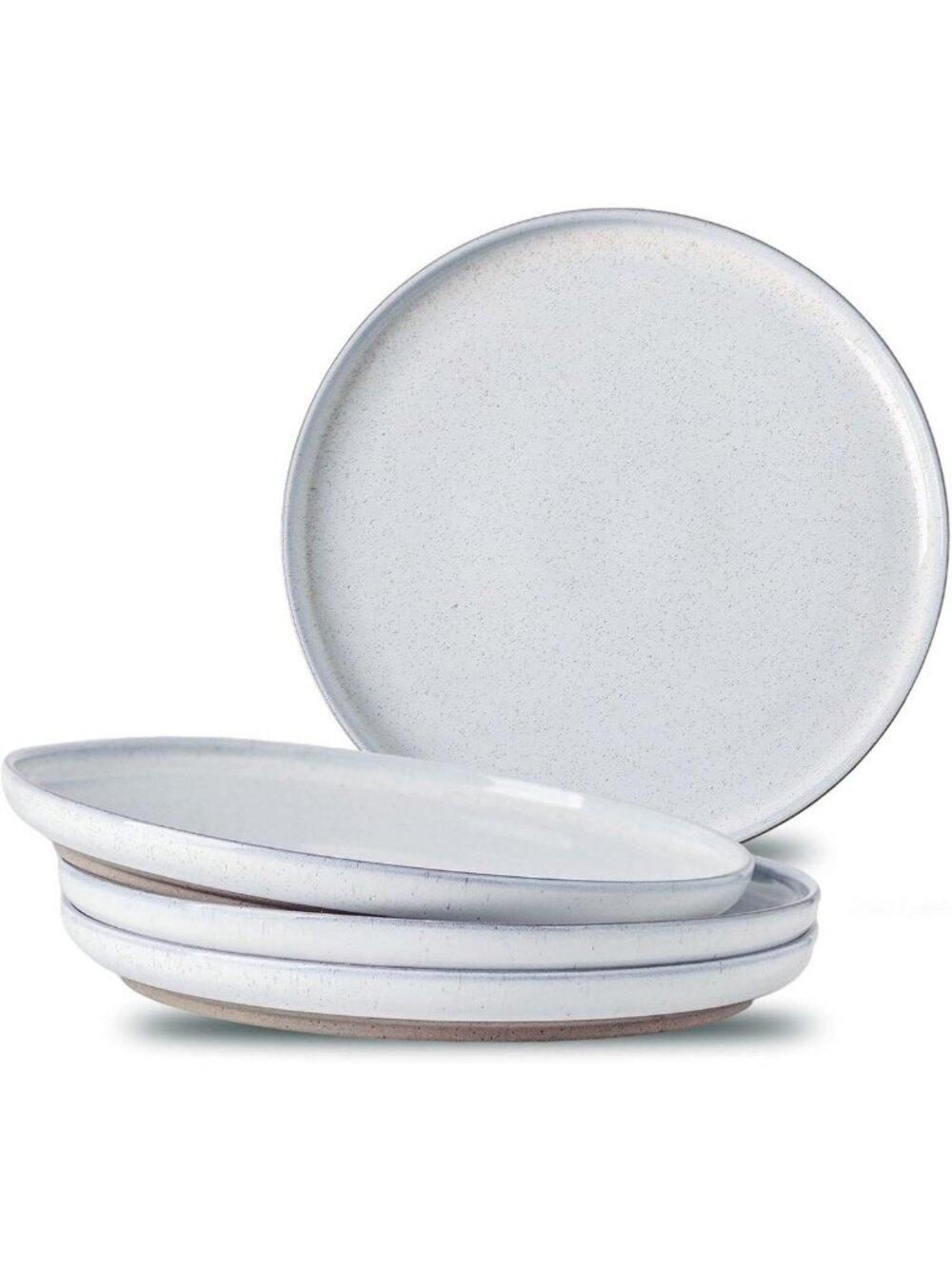 Set of 4 Ceramic Dinner Plates - 10" High Edge White Stoneware for Salad, Pasta